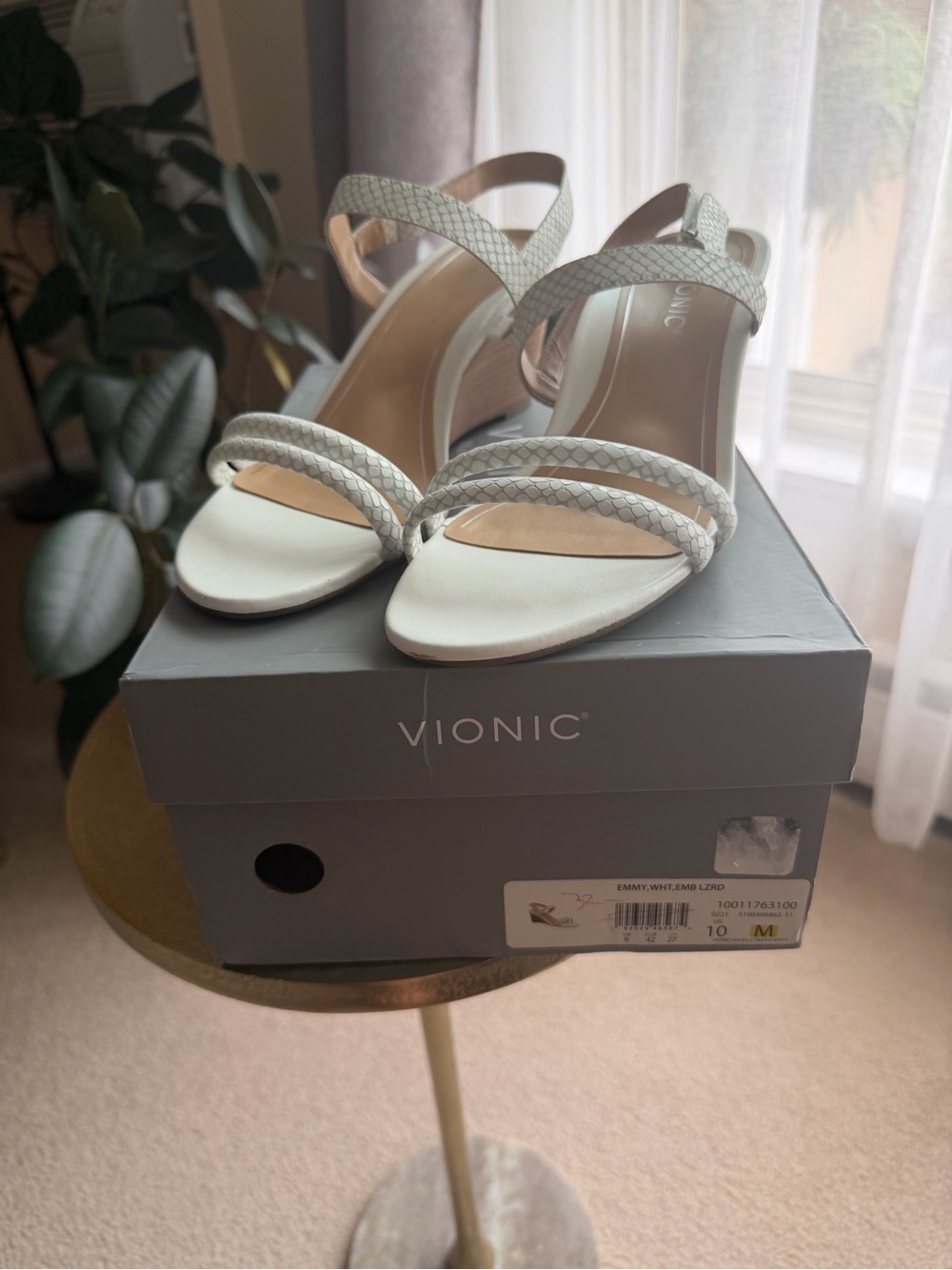 Vionic White Braided-Strap Heeled Sandals - Picture 3 of 8